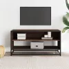 Barna tölgy színű szerelt fa és fém TV-szekrény 91x40x46 cm