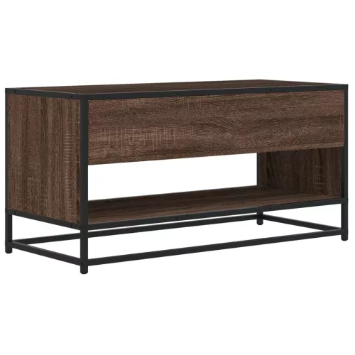 Barna tölgy színű szerelt fa és fém TV-szekrény 91x40x46 cm