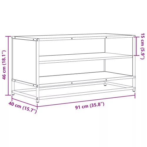 Barna tölgy színű szerelt fa és fém TV-szekrény 91x40x46 cm
