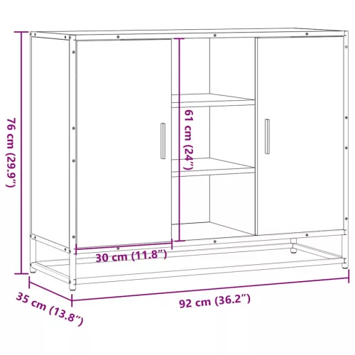 Fekete szerelt fa tálalószekrény 92 x 35 x 76 cm