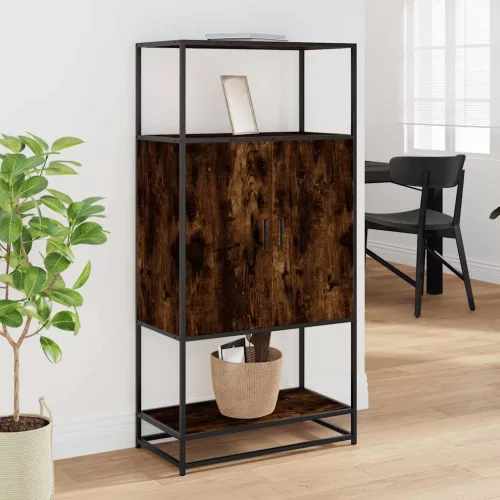 Highboard sonoma tölgy 68x35x139 cm gépelt fa és fém