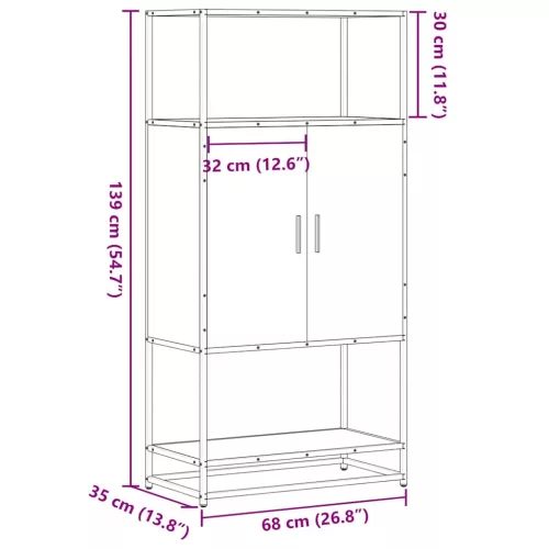 Magastábla barna tölgy 68x35x139 cm műanyag fa és fém