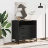 Fekete szerelt fa fiókos szekrény 70x41x70 cm