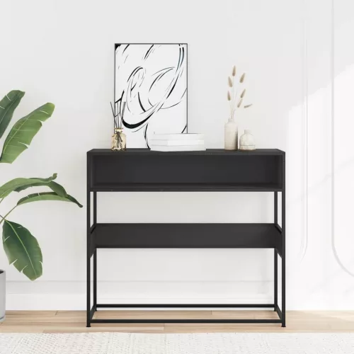 Fekete szerelt fa tálalóasztal 90x35x80 cm