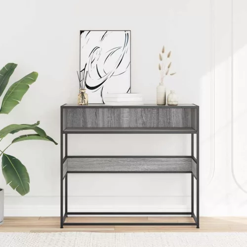 Szürke sonoma színű szerelt fa tálalóasztal 90x35x80 cm