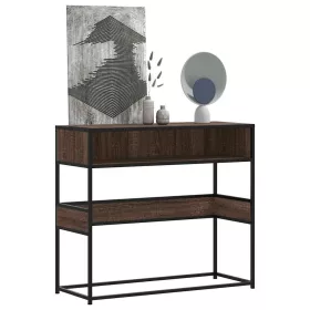 Barna tölgyszínű szerelt fa tálalóasztal 90x35x80 cm