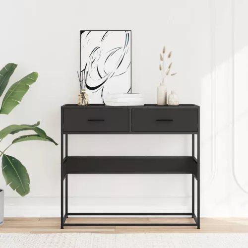Fekete szerelt fa tálalóasztal 90x35x80 cm