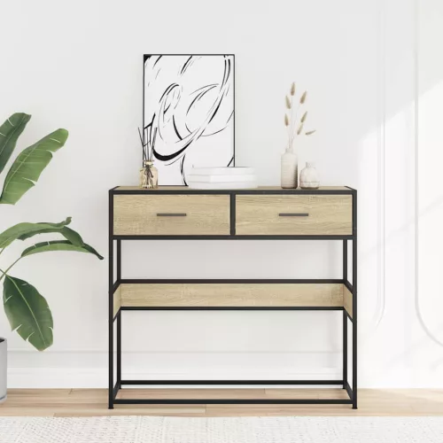 Sonoma tölgy színű szerelt fa tálalóasztal 90x35x80 cm
