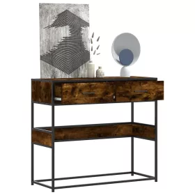   Füstös tölgy színű szerelt fa tálalóasztal 90x35x80 cm