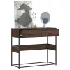 Barna tölgyszínű szerelt fa tálalóasztal 90x35x80 cm
