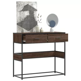 Barna tölgyszínű szerelt fa tálalóasztal 90x35x80 cm