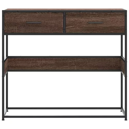 Barna tölgyszínű szerelt fa tálalóasztal 90x35x80 cm