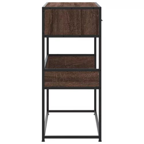 Barna tölgyszínű szerelt fa tálalóasztal 90x35x80 cm