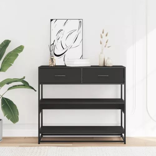 Fekete szerelt fa tálalóasztal 90x35x80 cm