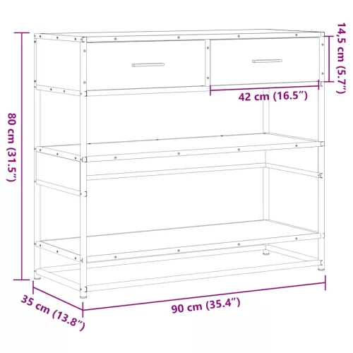 Fekete szerelt fa tálalóasztal 90x35x80 cm