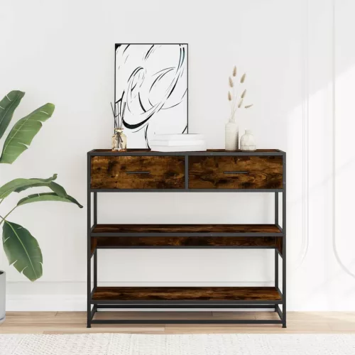 Füstös tölgy színű szerelt fa tálalóasztal 90x35x80 cm