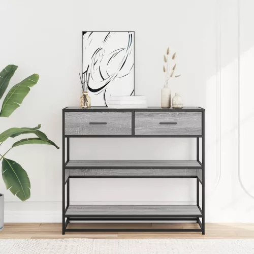 Szürke sonoma színű szerelt fa tálalóasztal 90x35x80 cm