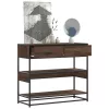 Barna tölgyszínű szerelt fa tálalóasztal 90x35x80 cm