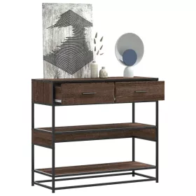 Barna tölgyszínű szerelt fa tálalóasztal 90x35x80 cm