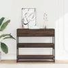 Barna tölgyszínű szerelt fa tálalóasztal 90x35x80 cm