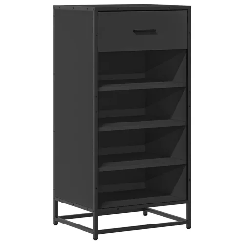 Fekete szerelt fa cipőtároló szekrény 48x38x97,5 cm