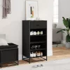 Fekete szerelt fa cipőtároló szekrény 48x38x97,5 cm