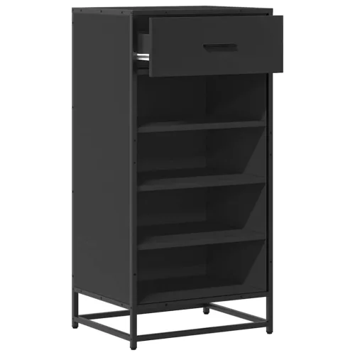 Fekete szerelt fa cipőtároló szekrény 48x38x97,5 cm