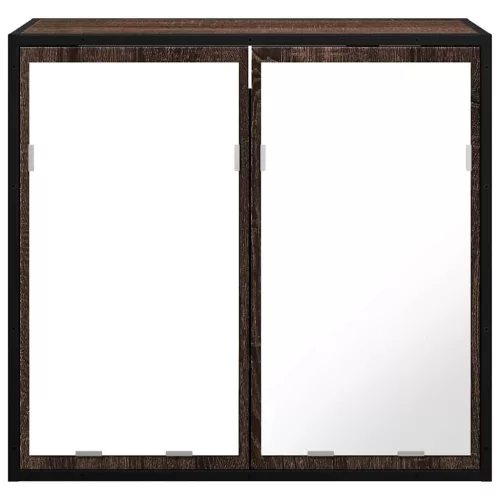 Barna tölgy szerelt fa tükrös fürdőszobaszekrény 65x20x60 cm