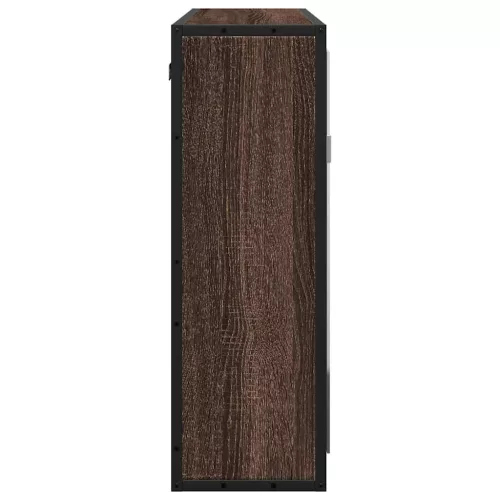 Barna tölgy szerelt fa tükrös fürdőszobaszekrény 65x20x60 cm