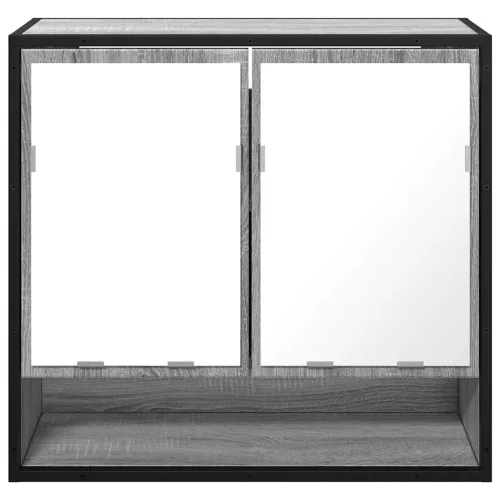 Szürke sonoma színű szerelt fa tükrös szekrény 65x20x60 cm