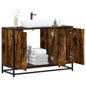   Füstös tölgy szerelt fa fürdőszobai mosdószekrény 90x33x60 cm