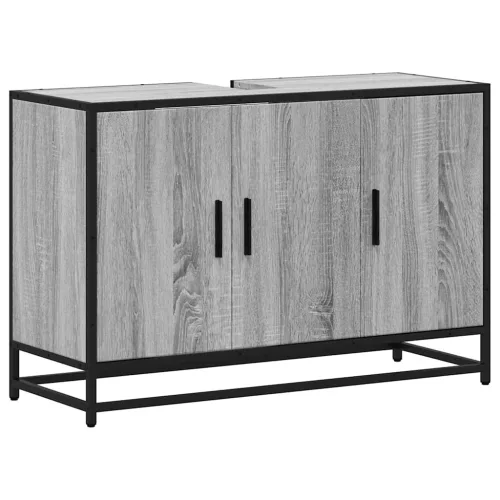 Szürke sonoma szerelt fa fürdőszobai mosdószekrény 90x33x60 cm