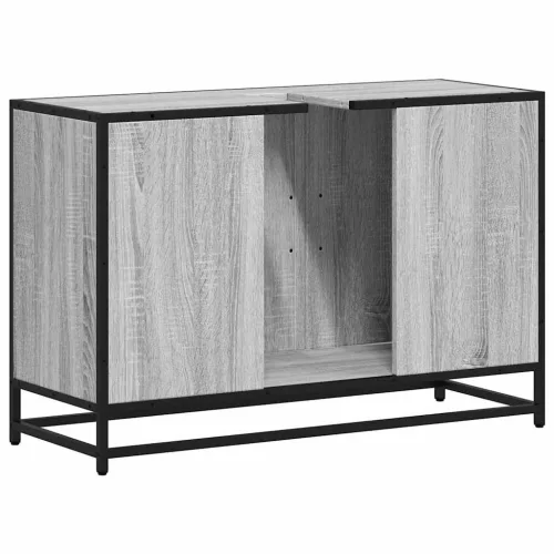 Szürke sonoma szerelt fa fürdőszobai mosdószekrény 90x33x60 cm