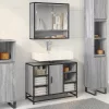 Szürke sonoma szerelt fa fürdőszobai mosdószekrény 80x33x60 cm