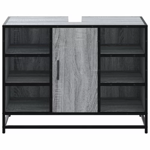 Szürke sonoma szerelt fa fürdőszobai mosdószekrény 80x33x60 cm