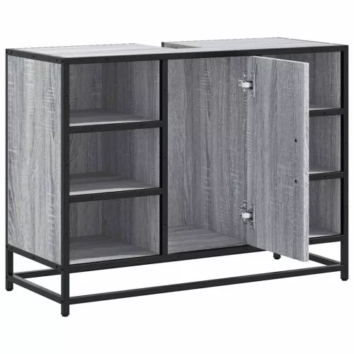 Szürke sonoma szerelt fa fürdőszobai mosdószekrény 80x33x60 cm