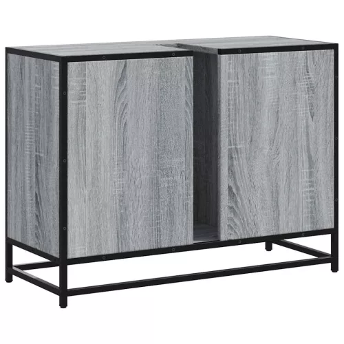Szürke sonoma szerelt fa fürdőszobai mosdószekrény 80x33x60 cm