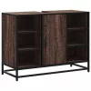 Barna tölgy szerelt fa fürdőszobai mosdószekrény 80x33x60 cm