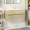 Sonoma tölgy szerelt fa fürdőszobai mosdószekrény 100x38,5x45cm