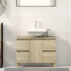 Sonoma tölgy színű szerelt fa mosdószekrény 80 x 33 x 60 cm