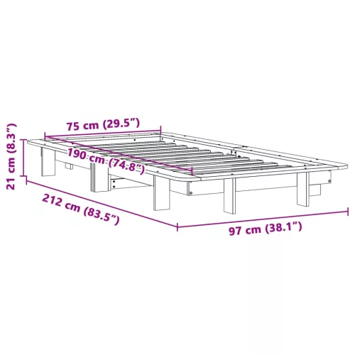 Tömör fenyőfa ágy matrac nélkül 75 x 190 cm