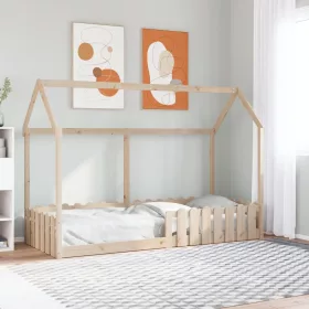 Tömör fenyőfa házikó gyerekágykeret 80 x 200 cm