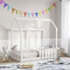 Fehér tömör fenyőfa házikó gyerekágykeret 70 x 140 cm