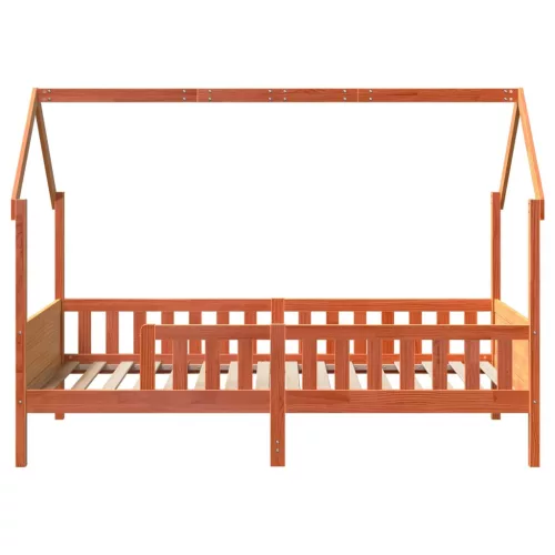Viaszbarna tömör fenyőfa házikó gyerekágykeret 80 x 200 cm