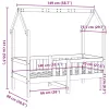 Viaszbarna tömör fenyőfa házikó gyerekágykeret 70 x 140 cm
