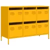 Mustársárga hideghengerelt acél tálalószekrény 101,5x39x73,5 cm