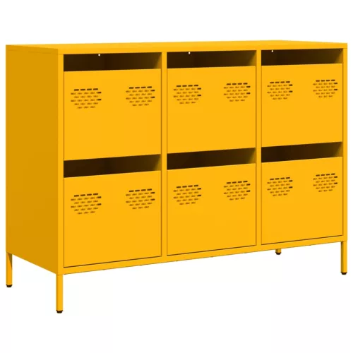 Mustársárga hideghengerelt acél tálalószekrény 101,5x39x73,5 cm
