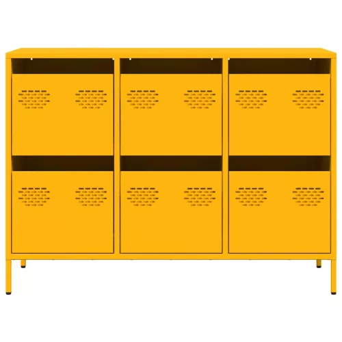 Mustársárga hideghengerelt acél tálalószekrény 101,5x39x73,5 cm