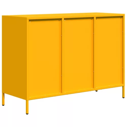 Mustársárga hideghengerelt acél tálalószekrény 101,5x39x73,5 cm