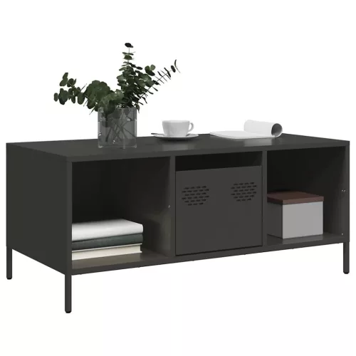 Fekete hidegen hengerelt acél dohányzóasztal 101,5x50x43,5 cm